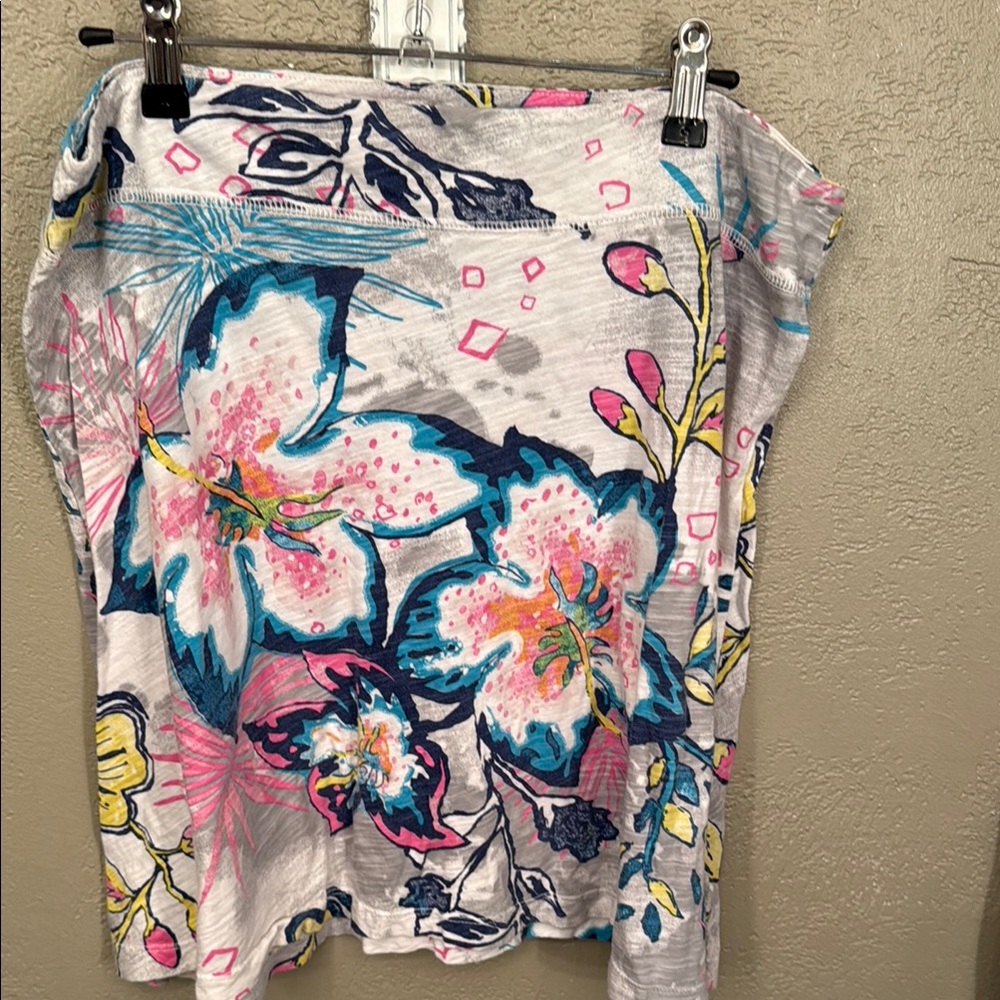 Floral Print Skirt with Pink and Blue Accents